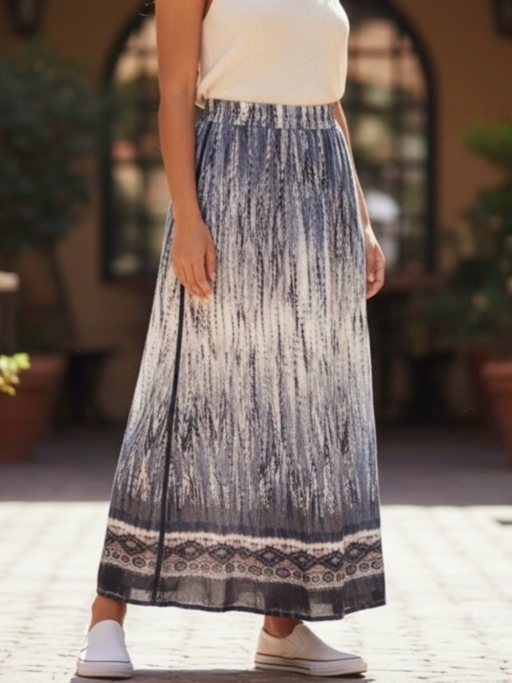 Chico’s Feathered Tribal Melissa Maxi Skirt